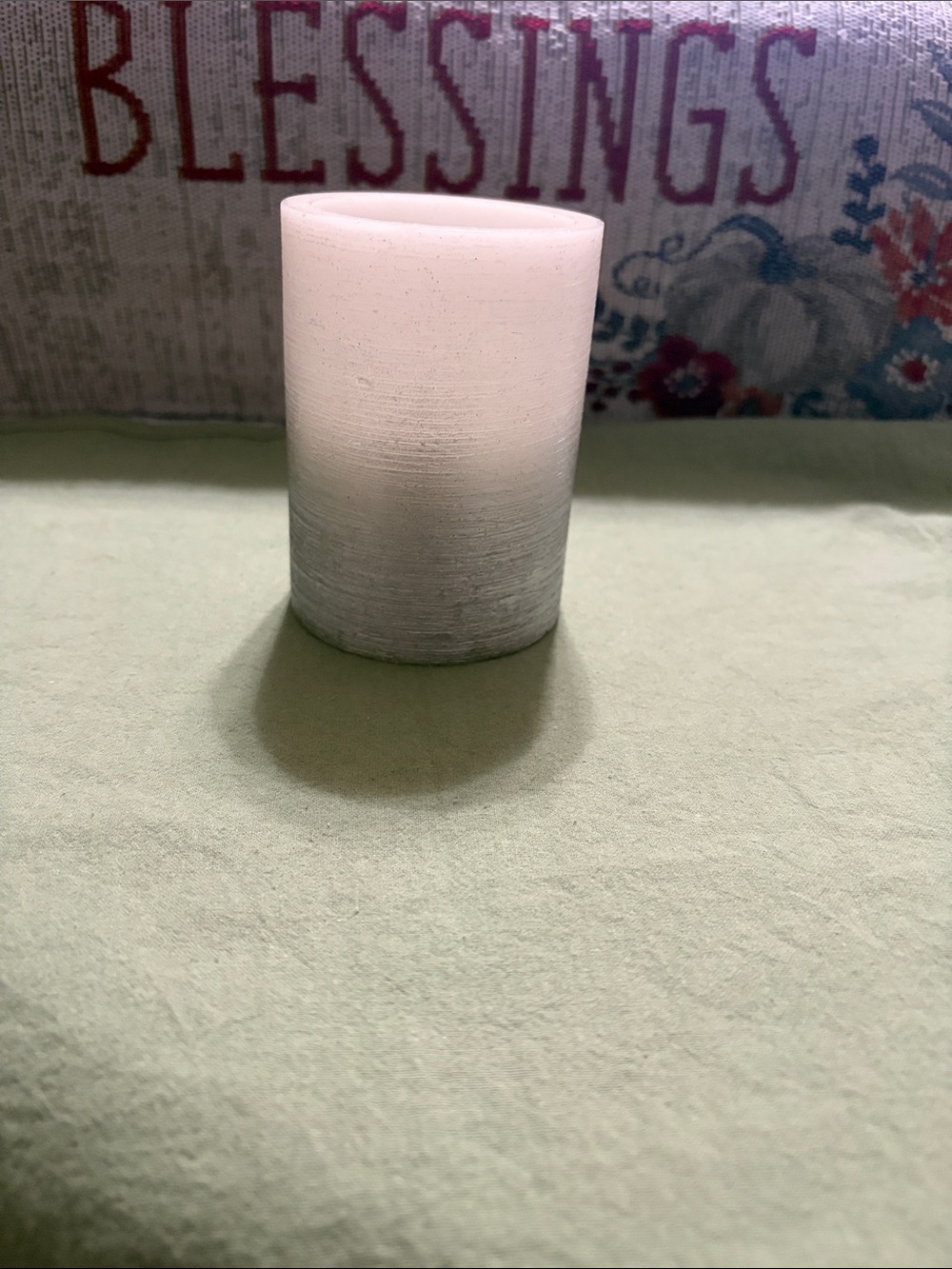 Cream to Gray Ombre Pillar Candle - Home Accents
